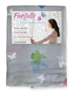 Coppia TENDINA vetro FARFALLE Grigio larghe cm. 60 da Finestra e da Porta