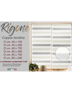 COPPIA tendina VETRO MODERNA larga 45 o 60 o 85 RIGONE Grigio e Tortora