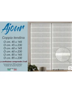 COPPIA tendina VETRO MODERNA larga 45 o 60 o 85 Ajour Grigio