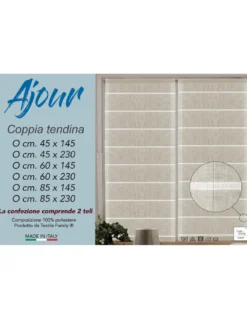 COPPIA tendina VETRO MODERNA larga 45 o 60 o 85 Ajour Beige