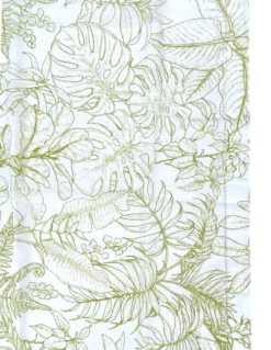 Coppia Tendine a Vetro Modern Leaf Verde Semitrasparenti in Bouclè con Tunnel per Astina – 2 Teli Made in Italy