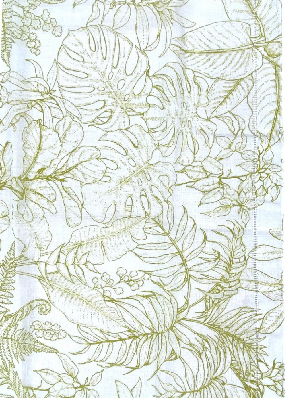 Coppia Tendine a Vetro Modern Leaf Verde Semitrasparenti in Bouclè con Tunnel per Astina – 2 Teli Made in Italy