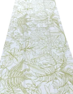 Coppia Tendine a Vetro Modern Leaf Verde Semitrasparenti in Bouclè con Tunnel per Astina – 2 Teli Made in Italy