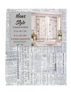Coppia Tendine a Vetro News Style Semitrasparenti in Bouclè con Tunnel per Astina – 2 Teli Made in Italy