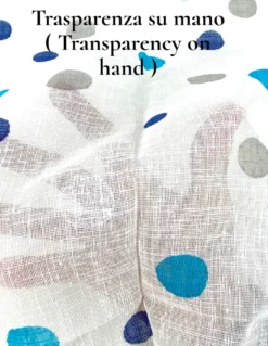 Coppia Tendine a Vetro Pois Blu Semitrasparenti in Bouclè con Tunnel per Astina – 2 Teli Made in Italy