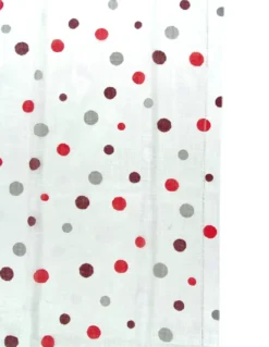 Coppia Tendine a Vetro Pois Rosso Semitrasparenti in Bouclè con Tunnel per Astina – 2 Teli Made in Italy