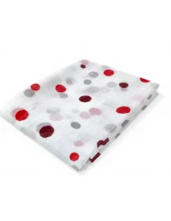 Coppia Tendine a Vetro Pois Rosso Semitrasparenti in Bouclè con Tunnel per Astina – 2 Teli Made in Italy