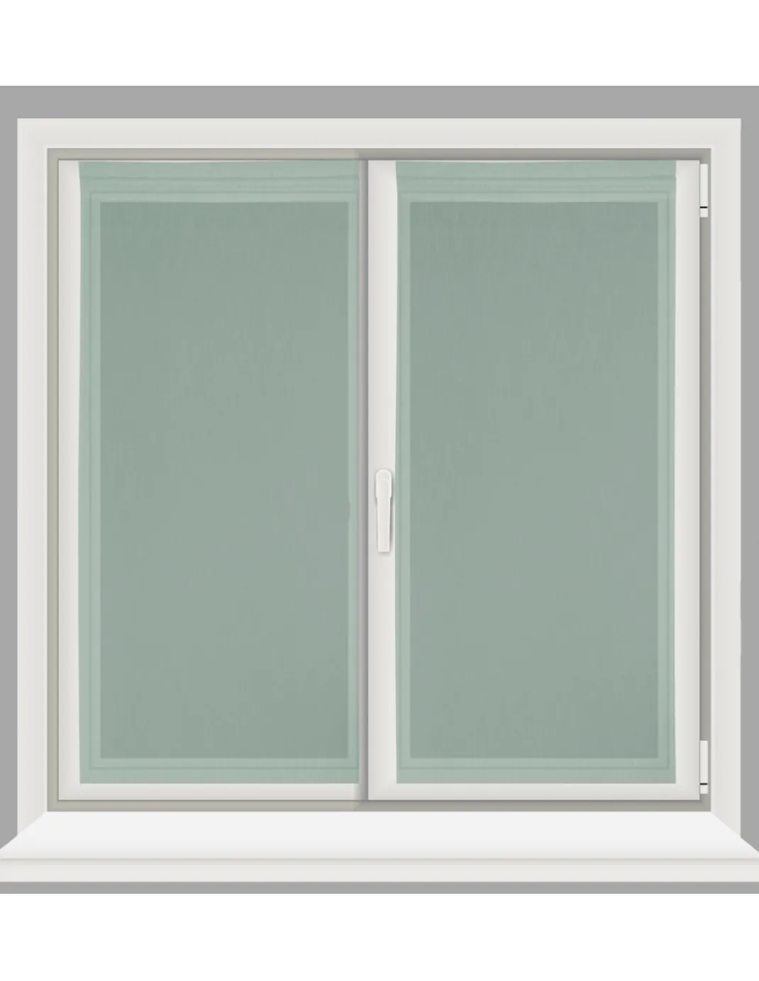 Coppia tendine vetro moderne SIMPLY Verde - tessuto poliestere bouclè semitrasparente, orlino tunnel