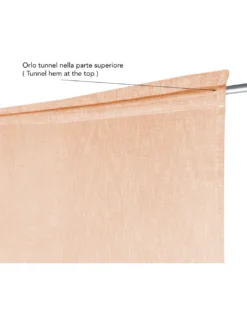 Coppia tendine vetro moderne SIMPLY Salmone - tessuto poliestere bouclè semitrasparente, orlino tunnel