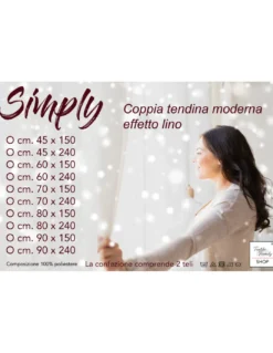 Coppia tendine vetro moderne SIMPLY Beige - tessuto poliestere bouclè semitrasparente, orlino tunnel