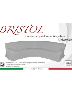 COPRIDIVANO ANGOLARE UNIVERSALE BRISTOL GRIGIO CHIARO UNITO
