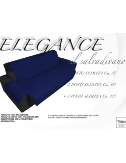 COPRIDIVANO BLU SALVADIVANO ELEGANCE ANTIMACCHIA TRAPUNTATO PIANO LISCIO BLU