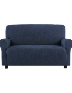 Copridivano Blu Unito Elasticizzato New York, Antigraffio, per Divani con Braccioli, Telo Divano Universale, Made in Italy