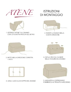 COPRIDIVANO elasticizzato ATENE universale BEIGE bielastico