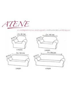 COPRIDIVANO elasticizzato ATENE universale NERO bielastico