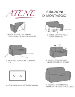 COPRIDIVANO elasticizzato ATENE universale NERO bielastico