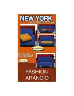 Copridivano Fashion Arancio Elasticizzato New York, Antigraffio, per Divani con Braccioli, Telo Divano Universale, Made in Italy