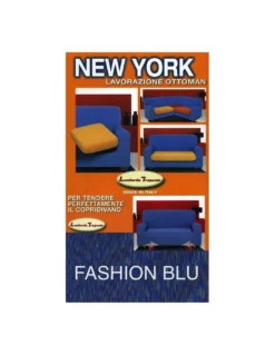 Copridivano Fashion Blu Elasticizzato New York, Antigraffio, per Divani con Braccioli, Telo Divano Universale, Made in Italy