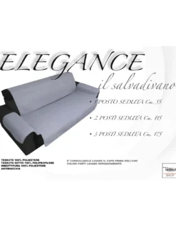 COPRIDIVANO GR SALVADIVANO ELEGANCE GRIGIO ANTIMACCHIA TRAPUNTATO PIANO LISCIO