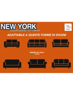 Copridivano New York Azzurro Elasticizzato, Antigraffio, per Divani con Braccioli, Telo Divano Universale, Made in Italy