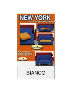 Copridivano New York Bianco Elasticizzato, Antigraffio, per Divani con Braccioli, Telo Divano Universale, Made in Italy