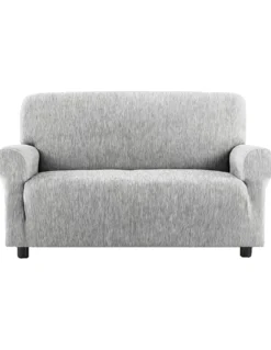 Copridivano New York Grigio Melange Elasticizzato, Antigraffio, per Divani con Braccioli, Telo Divano Universale, Made in Italy