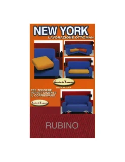 Copridivano New York Rosso Rubino Elasticizzato, Antigraffio, per Divani con Braccioli, Telo Divano Universale, Made in Italy