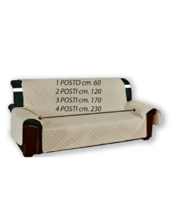 Copridivano Trapuntato Vivy Beige Ecrù - Proteggi Divano con Braccioli - Poliestere Lavabile, Antiscivolo