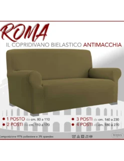 COPRIDIVANO Universale elasticizzato ROMA antimacchia TORTORA