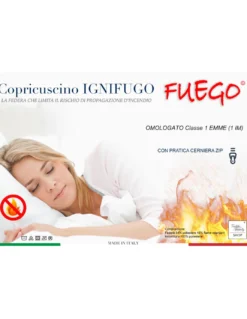 COPRI GUANCIALE Fuego Federa Cuscino IGNIFUGO ANTIFIAMMA Made in Italy