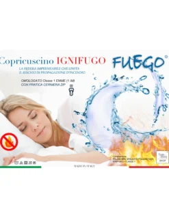 Copriguanciale Impermeabile Ignifugo "FUEGO" Classe 1 con Cerniera Zip, Antiacaro, Made in Italy