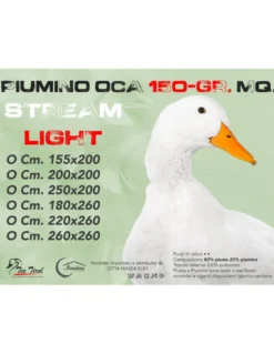 COPRILETTO in PIUMINO OCA Stream ESTIVO Leggero 150 GR. 80% PIUMA OCA 20% PIUMINO OCA Bicolore