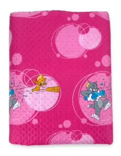 Copriletto Singolo Bambini 170x250 Tom and Jerry Rosa “TJ Bottle” – Trapuntino Leggero 80 g/m² in Microfibra, Made in Italy