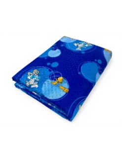 Copriletto Singolo Bambini 170x250 Tom and Jerry Blu “TJ Bottle” – Trapuntino Leggero 80 g/m² in Microfibra, Made in Italy