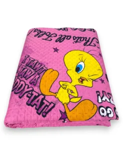 Copriletto Singolo Bambini 170x250 Titti Rosa Looney Tunes – Trapuntino Leggero 80 g/m² in Microfibra, Made in Italy