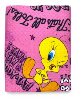 Copriletto Singolo Bambini 170x250 Titti Rosa Looney Tunes – Trapuntino Leggero 80 g/m² in Microfibra, Made in Italy