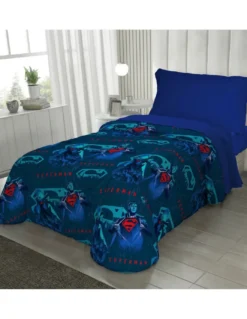 Copriletto Singolo Bambini 170x250 Superman DC Comics Blu “Dark Side” – Trapuntino Leggero 80 g/m², Made in Italy