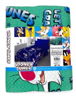 Copriletto Singolo Bambini 170x250 Gatto Silvestro Verde Looney Tunes – Trapuntino Leggero 80 g/m², Made in Italy