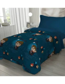 Copriletto Singolo Bambini 170x250 Harry Potter Blu – Trapuntino Leggero 80 g/m² in Microfibra, Made in Italy