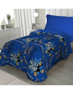 Copriletto Singolo Bambini 170x250 Daffy Duck Blu – Trapuntino Leggero 80 g/m² in Microfibra, Made in Italy