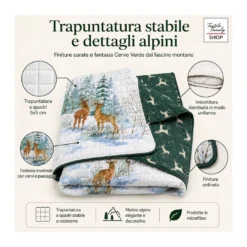 Copriletto Trapuntato Cervo Verde in Microfibra Mezza Stagione OEKO-TEX 260x260 cm