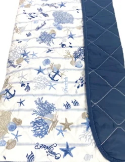 COPRILETTO Trapuntato FIOCCO MARE Coralli e Conchiglie con fondo a Righe Made in Italy