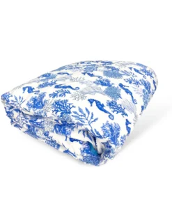 COPRILETTO Trapuntato FIOCCO CAVALLUCCI Marini BLU Made in Italy