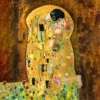 COPRILETTO trapuntato Quadri d'Autore Klimt il Bacio Matrimoniale