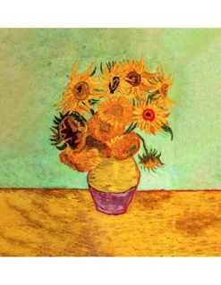 COPRILETTO trapuntato Quadri d'Autore Van Gogh VASO Girasoli Matrimoniale