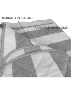 COPRILETTO trapuntato RIGATO francese GRIGIO in PURO cotone