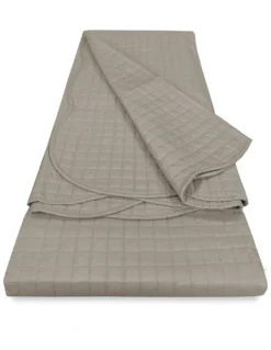 Copriletto Trapuntato Venezia Matrimoniale 250x250 Tortora, Microfibra Manopesca, Trapuntatura Quadretti, 100 g/m², Bordo a Onde