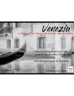 Copriletto Trapuntato Venezia Matrimoniale 250x250 Grigio – Microfibra Manopesca, Trapuntatura Quadretti, 100 g/m², Bordo a Onde