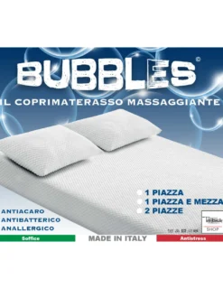 Coprimaterasso Bubbles Massaggiante Antiacaro Anallergico - Poliestere Bielastico con Angoli Elasticizzati - Made in Italy