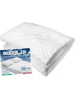 Coprimaterasso Bubbles Massaggiante Antiacaro Anallergico - Poliestere Bielastico con Angoli Elasticizzati - Made in Italy